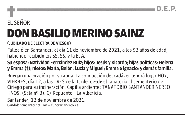 DON BASILIO MERINO SAINZ