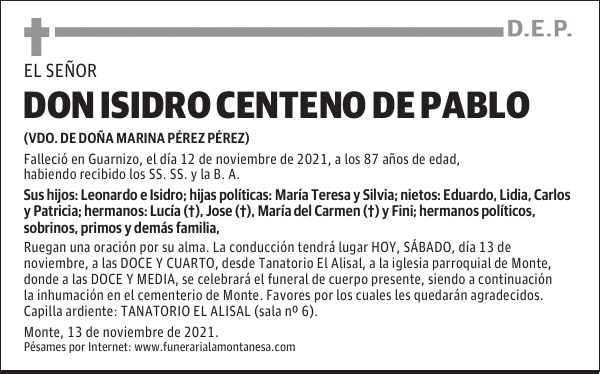DON ISIDRO CENTENO DE PABLO