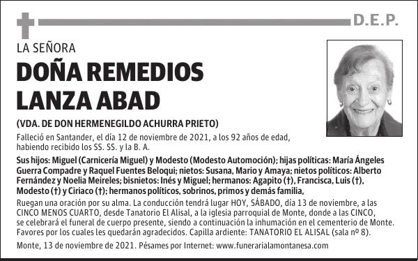 DOÑA REMEDIOS LANZA ABAD