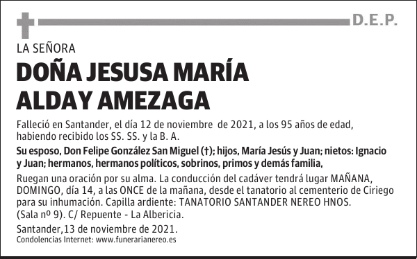 DOÑA JESUSA MARÍA ALDAY AMEZAGA