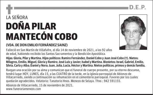 DOÑA PILAR MANTECÓN COBO
