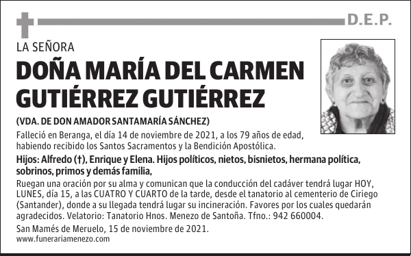 DOÑA MARÍA DEL CARMEN GUTIÉRREZ GUTIÉRREZ