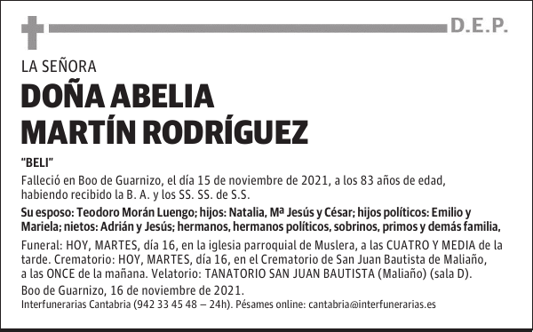 DOÑA ABELIA MARTÍN RODRÍGUEZ