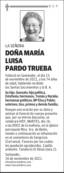 DOÑA MARÍA LUISA PARDO TRUEBA
