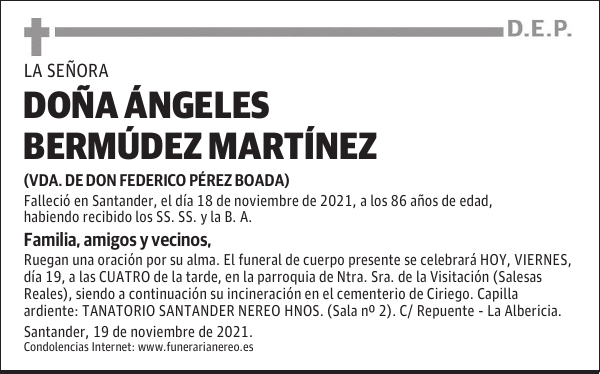 DOÑA ÁNGELES BERMÚDEZ MARTÍNEZ
