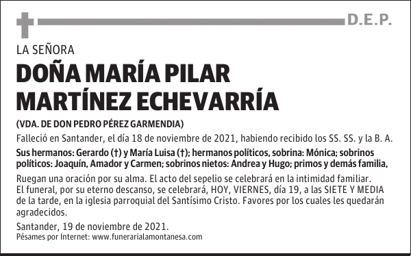 DOÑA MARÍA PILAR MARTÍNEZ ECHEVARRÍA