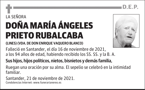 DOÑA MARÍA ÁNGELES PRIETO RUBALCABA