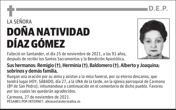 DOÑA NATIVIDAD DÍAZ GÓMEZ