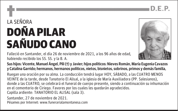 DOÑA PILAR SAÑUDO CANO