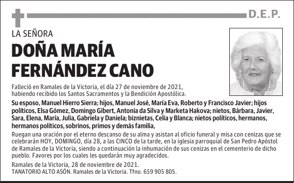 DOÑA MARÍA FERNÁNDEZ CANO