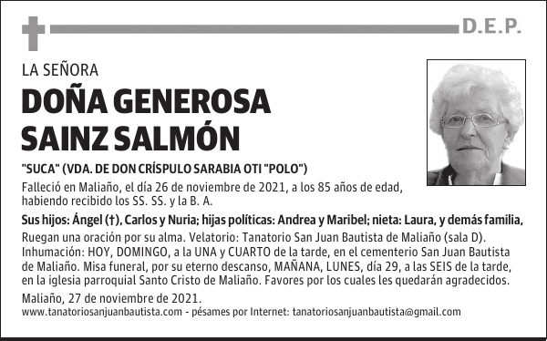DOÑA GENEROSA SAINZ SALMÓN