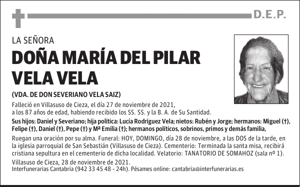 DOÑA MARÍA DEL PILAR VELA VELA