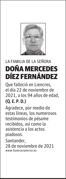DOÑA MERCEDES DÍEZ FERNÁNDEZ