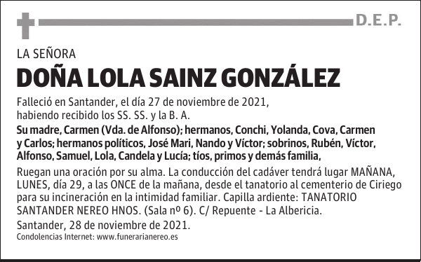 DOÑA LOLA SAINZ GONZÁLEZ