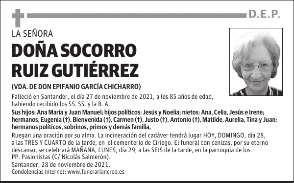 DOÑA SOCORRO RUIZ GUTIÉRREZ