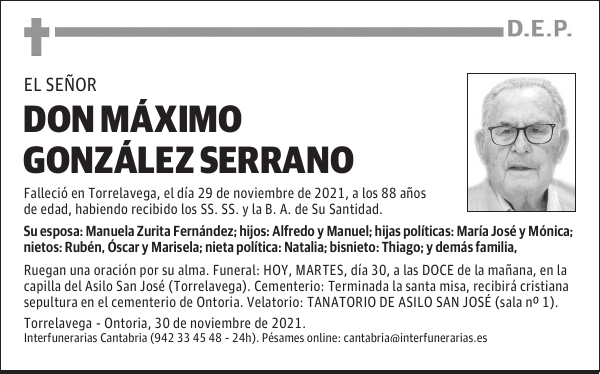 DON MÁXIMO GONZÁLEZ SERRANO