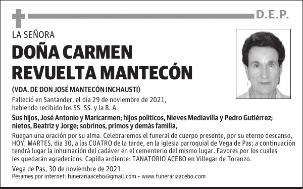 DOÑA CARMEN REVUELTA MANTECÓN