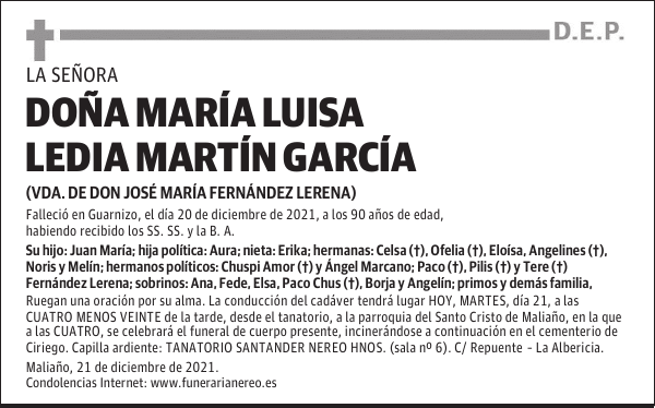 DOÑA MARÍA LUISA LEDIA MARTÍN GARCÍA