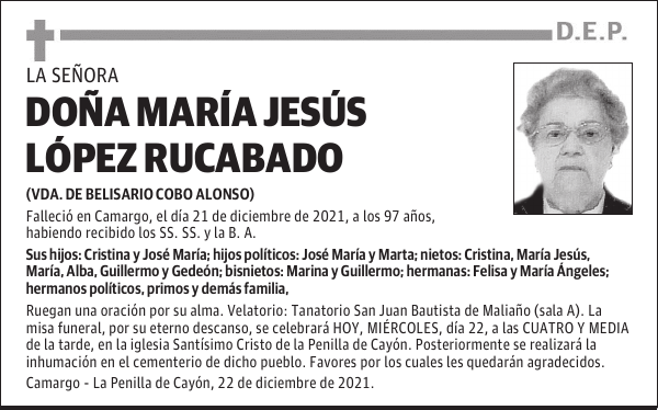 DOÑA MARÍA JESÚS LÓPEZ RUCABADO