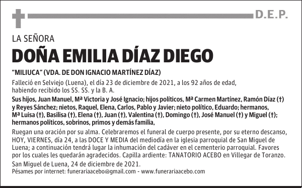 DOÑA EMILIA DÍAZ DIEGO
