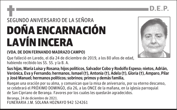 DOÑA ENCARNACIÓN LAVÍN INCERA