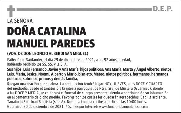 DOÑA CATALINA MANUEL PAREDES