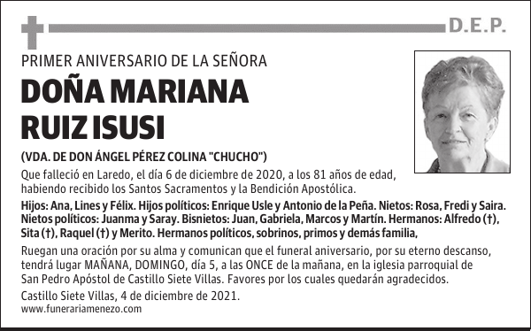 DOÑA MARIANA RUIZ ISUSI