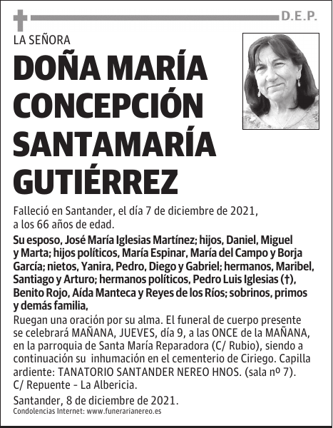 DOÑA MARÍA CONCEPCIÓN SANTAMARÍA GUTIÉRREZ