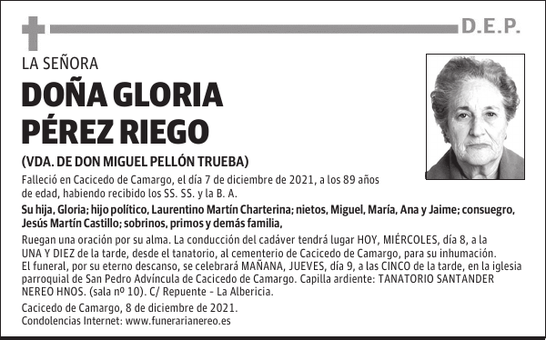 DOÑA GLORIA PÉREZ RIEGO