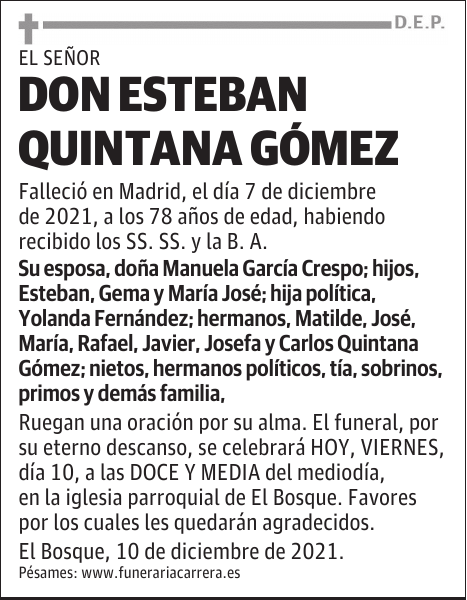 DON ESTEBAN QUINTANA GÓMEZ