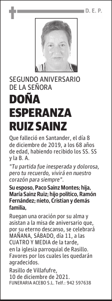 DOÑA ESPERANZA RUIZ SAINZ