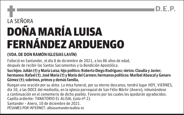 DOÑA MARÍA LUISA FERNÁNDEZ ARDUENGO