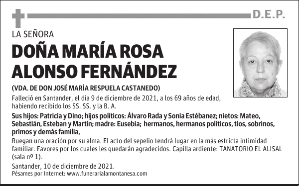 DOÑA MARÍA ROSA ALONSO FERNÁNDEZ