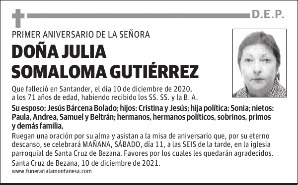 DOÑA JULIA SOMALOMA GUTIÉRREZ