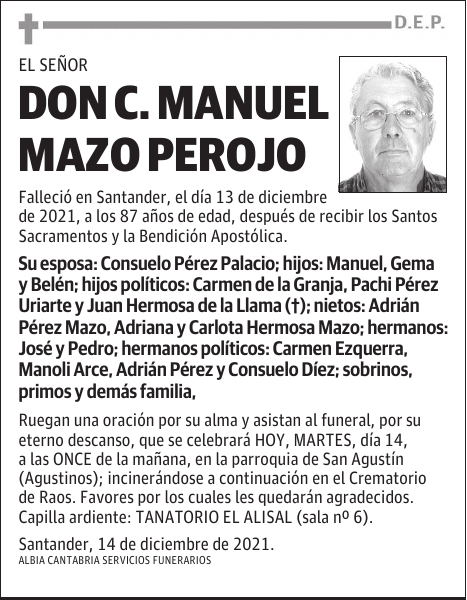DON C. MANUEL MAZO PEROJO