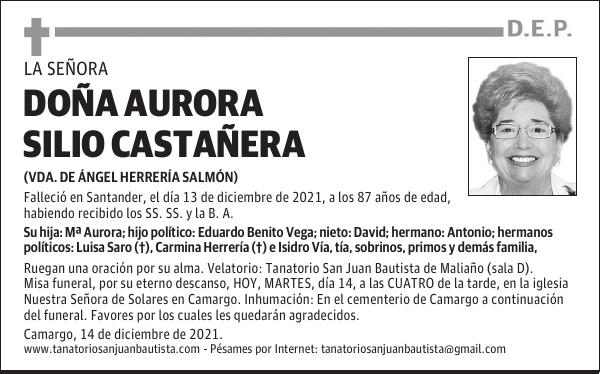 DOÑA AURORA SILIO CASTAÑERA
