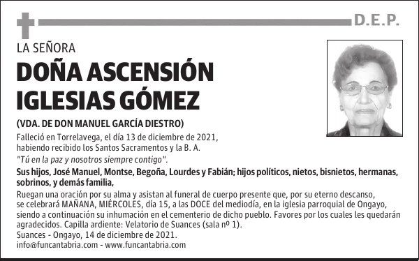 DOÑA ASCENSIÓN IGLESIAS GÓMEZ