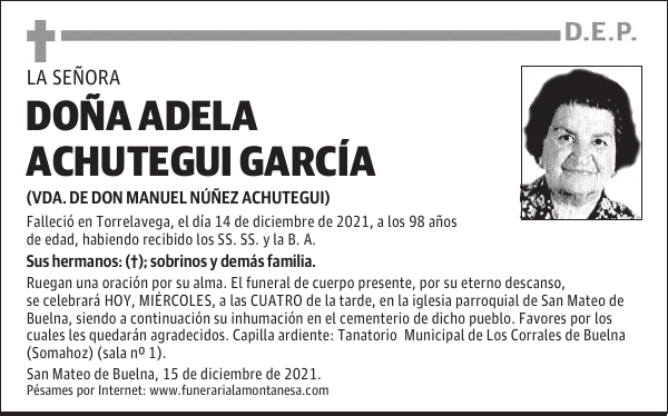 DOÑA ADELA ACHUTEGUI GARCÍA