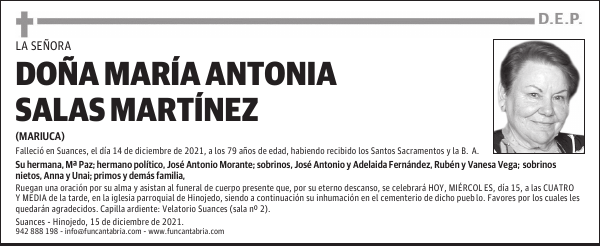 DOÑA MARÍA ANTONIA SALAS MARTÍNEZ