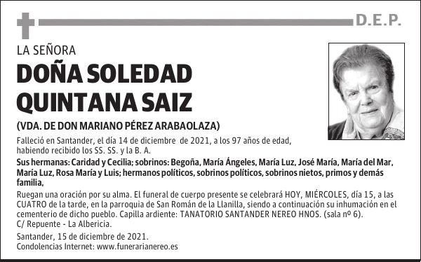DOÑA SOLEDAD QUINTANA SAIZ