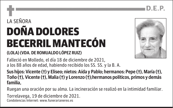 DOÑA DOLORES BECERRIL MANTECÓN