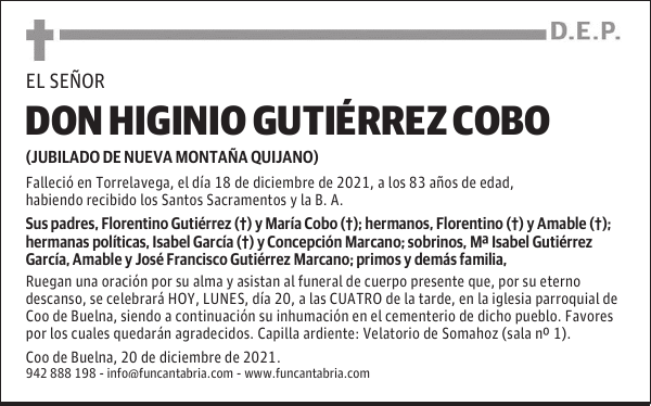 DON HIGINIO GUTIÉRREZ COBO