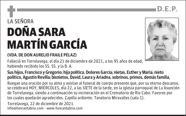 DOÑA SARA MARTÍN GARCÍA