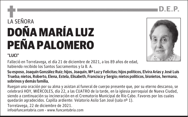 DOÑA MARÍA LUZ PEÑA PALOMERO