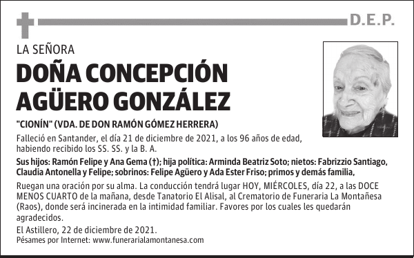 DOÑA CONCEPCIÓN AGÜERO GONZÁLEZ