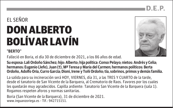 DON ALBERTO BOLÍVAR LAVÍN