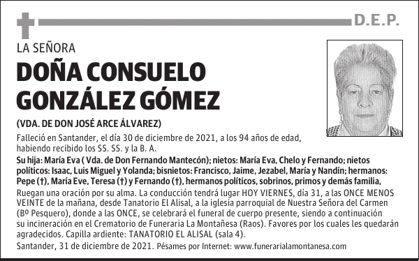 DOÑA CONSUELO GONZÁLEZ GÓMEZ