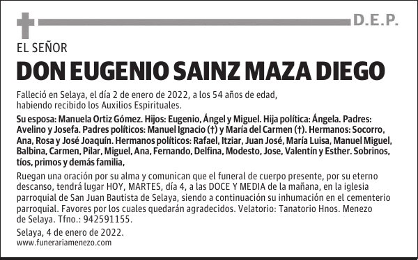 DON EUGENIO SAINZ MAZA DIEGO
