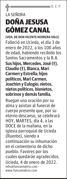 DOÑA JESUSA GÓMEZ CANAL