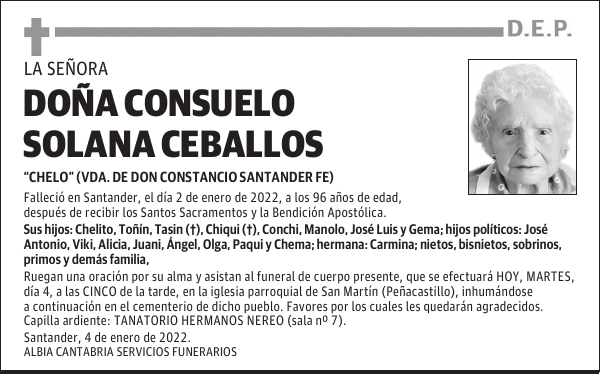 DOÑA CONSUELO SOLANA CEBALLOS